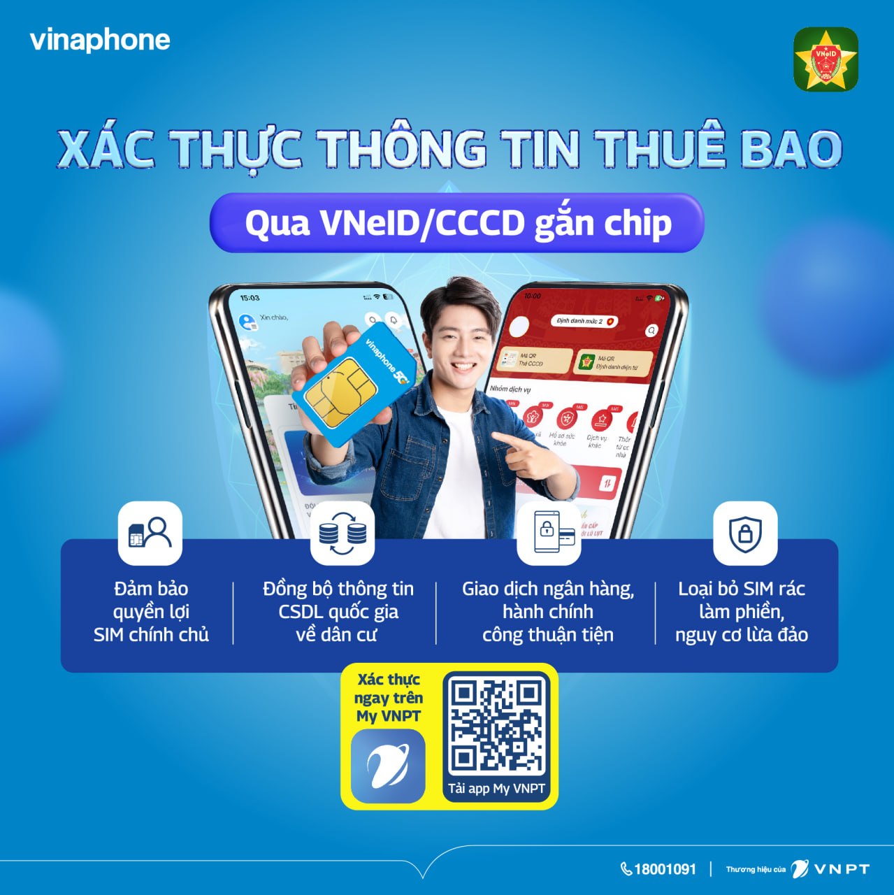 Khách hàng trên toàn quốc dễ dàng xác thực thông tin thuê bao cùng VinaPhone