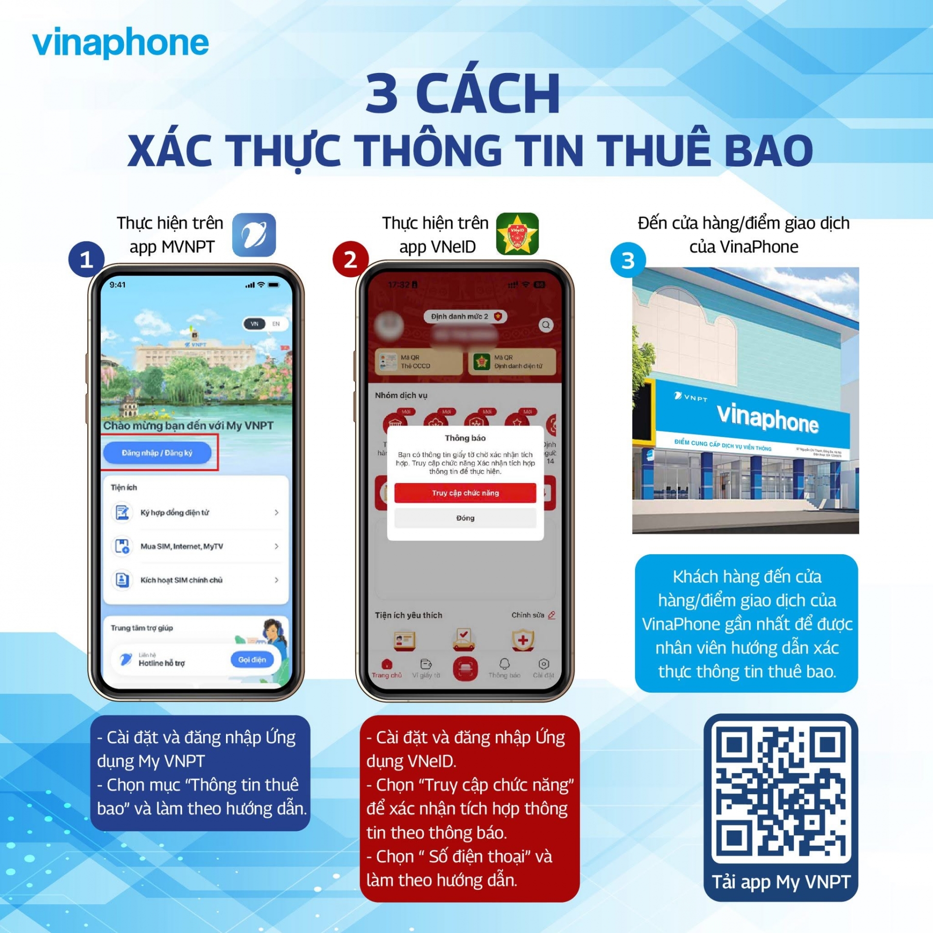 Các cách xác thực thông tin thuê bao sau khi bị khoá 1 chiều do chưa xác thực